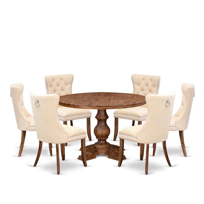 7-Piece Kitchen Table Set In Light Beige Color