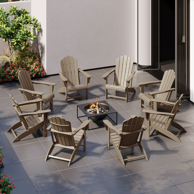 WestinTrends Outdoor Patio HDPE Adirondack Chairs With Cup Holders (Set of 8)