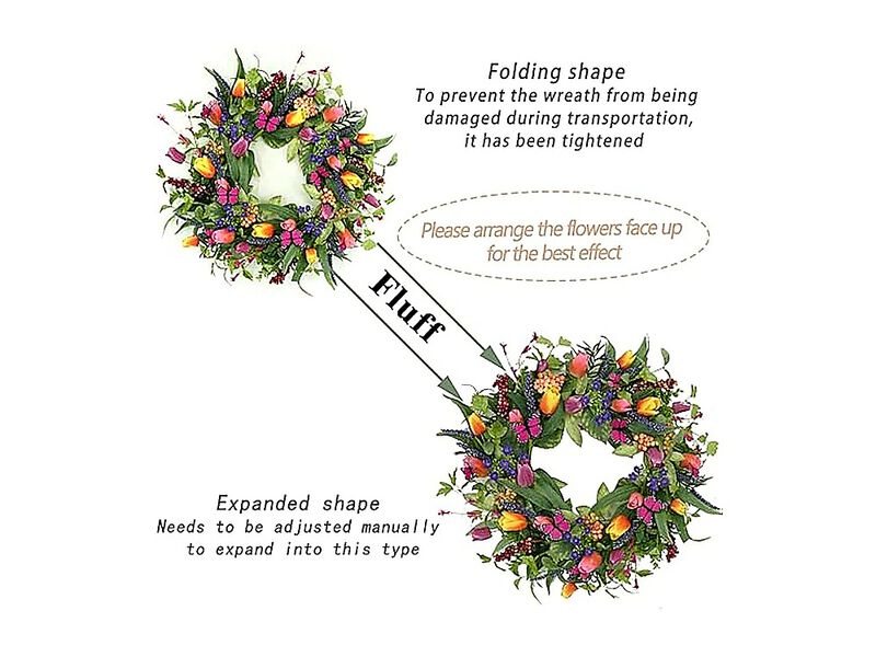 22 Inch Spring Summer Wreath Tulip Front Door Purple Tassels Eucalyptus Leaves image number 2