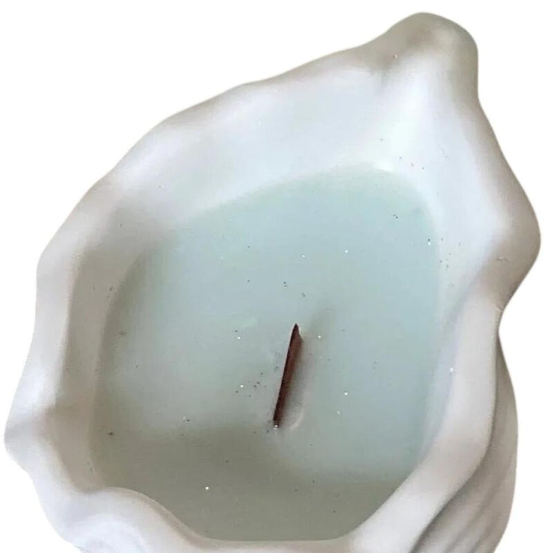 HomeRoots 6" Scented Soy Wax Candle In White Resin Novelty Holder image number 2