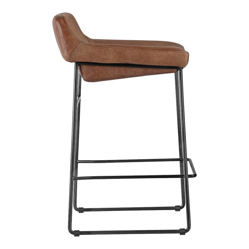 Starlight Canyon Home Brown Bar Stools Set of 2 Faux Leather Seating with Iron Frame Design image number 2