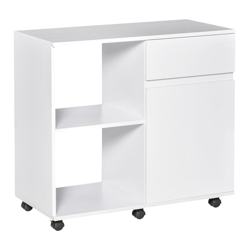 Filing Cabinet/Printer Stand with Open Storage Shelves, for Home or Office Use, Including an Easy Drawer, White image number 1