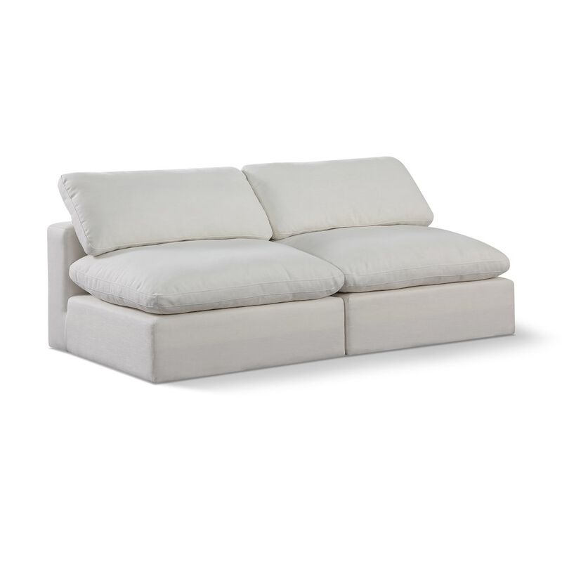 Meridian Furniture Comfy Cream Linen Textured Fabric Modular Sofa