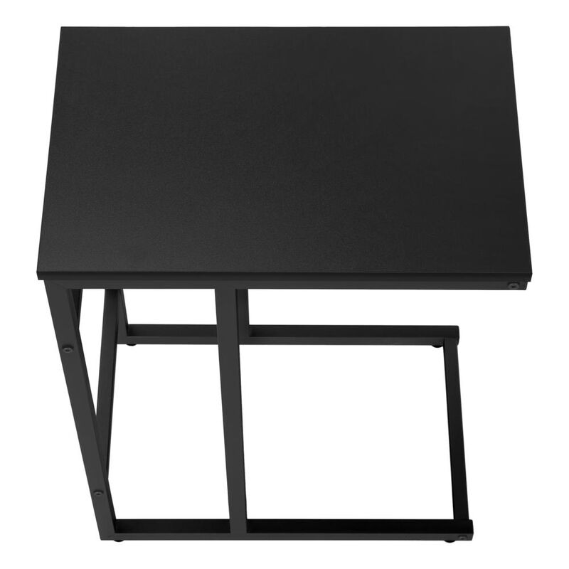 Accent Table, C-shaped, End, Side, Snack, Living Room, Bedroom, Black Laminate