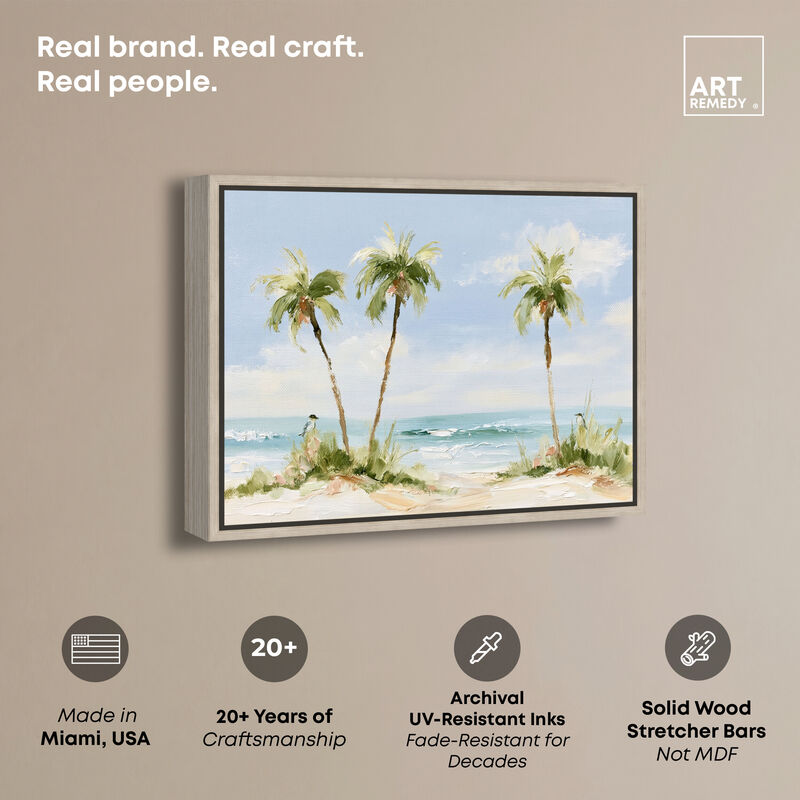 Three Tall Palms Nature and Landscape Canvas Print by Art Remedy image number 2