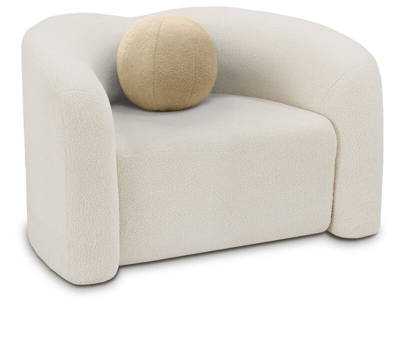 Meridian Furniture Kali Cream Faux Shearling Teddy Fabric Chair