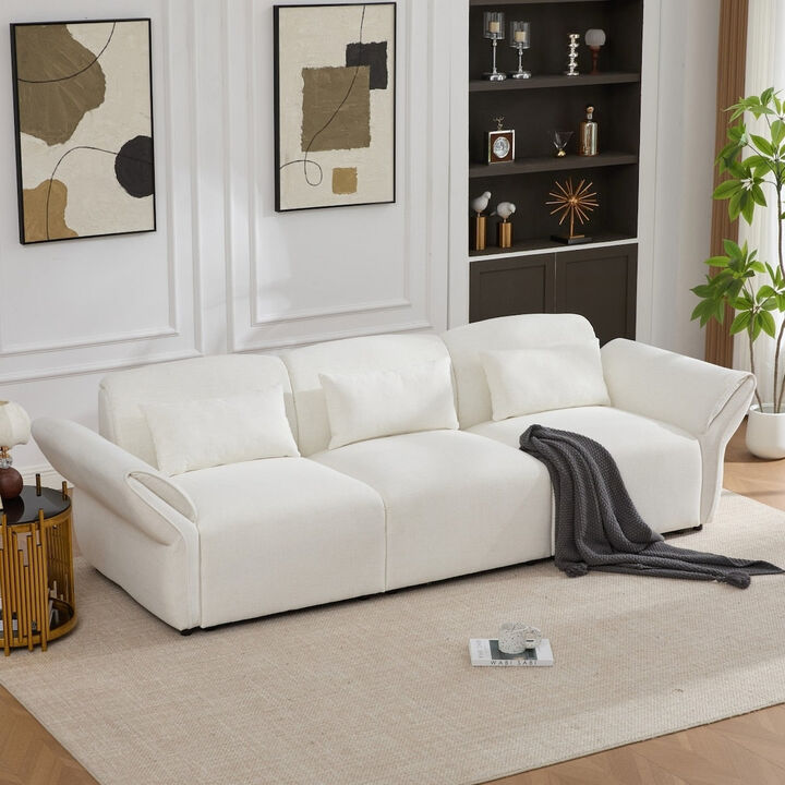 Envelor 107 in. Linen Upholstered Modular 3-Seat Sectional Sofa