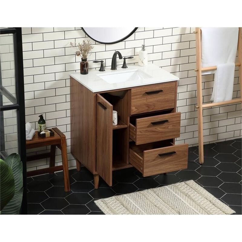 Elegant Kitchen and Bath 30 inch Single bathroom vanity in walnut brown image number 7