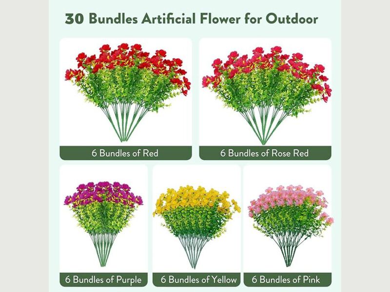 30 Bundle Artificial Outdoor Plants UV Resistant Window Box Decor image number 2