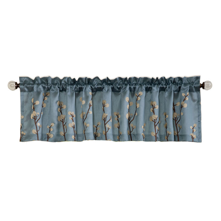 Cocoa Flower Valance Blue/Brown Single 18x84