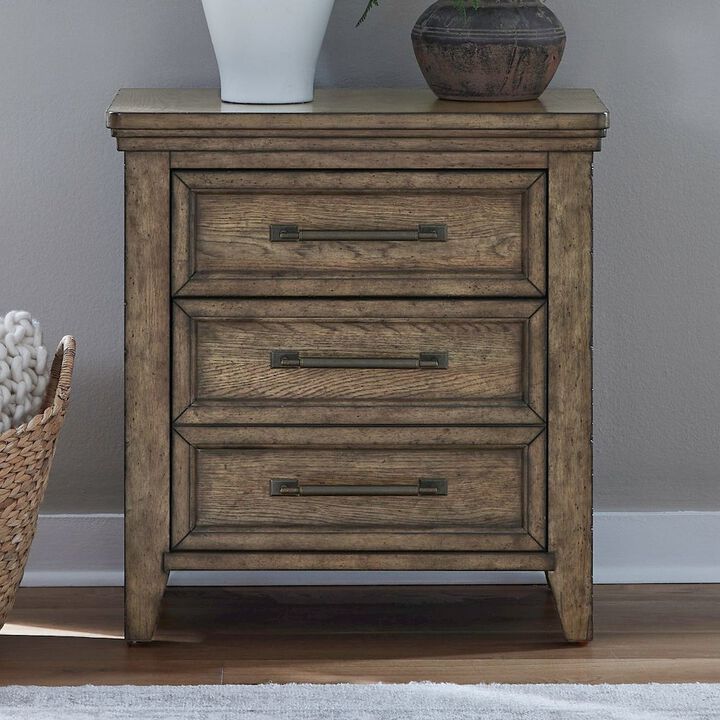 Liberty Furniture Bedroom Nightstand with AC USB Charging Station Station  - Amber Brown Wood