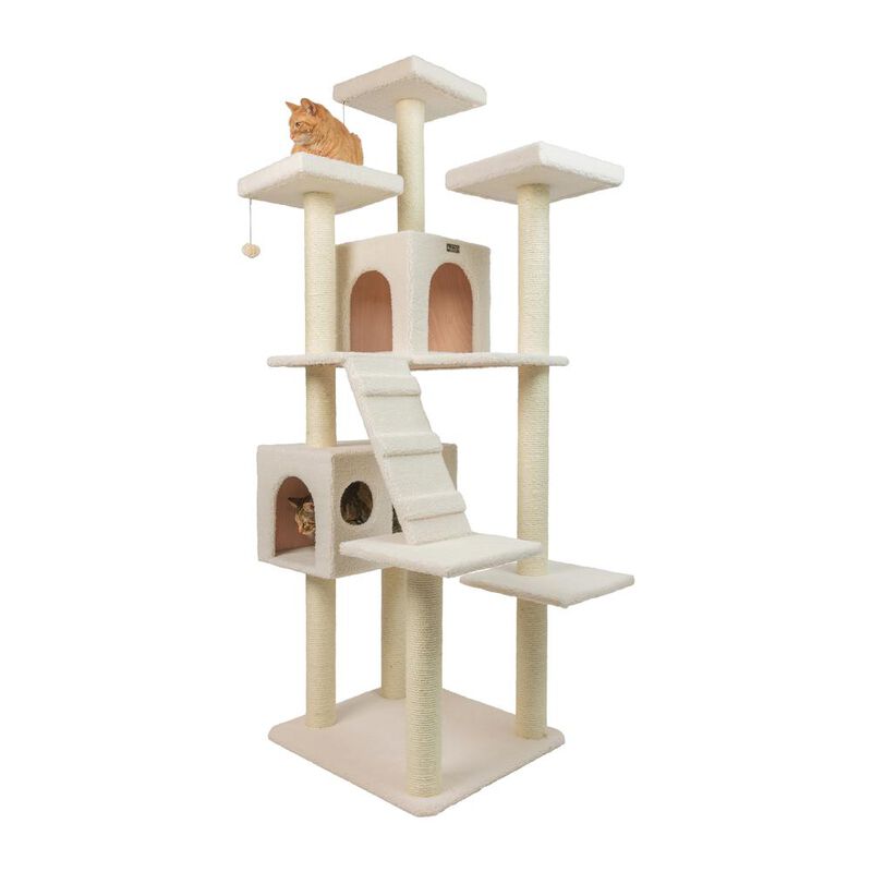 Armarkat Real Wood Cat Tree In Ivory, Jackson Galaxy Approved, Multi Levels With Ramp