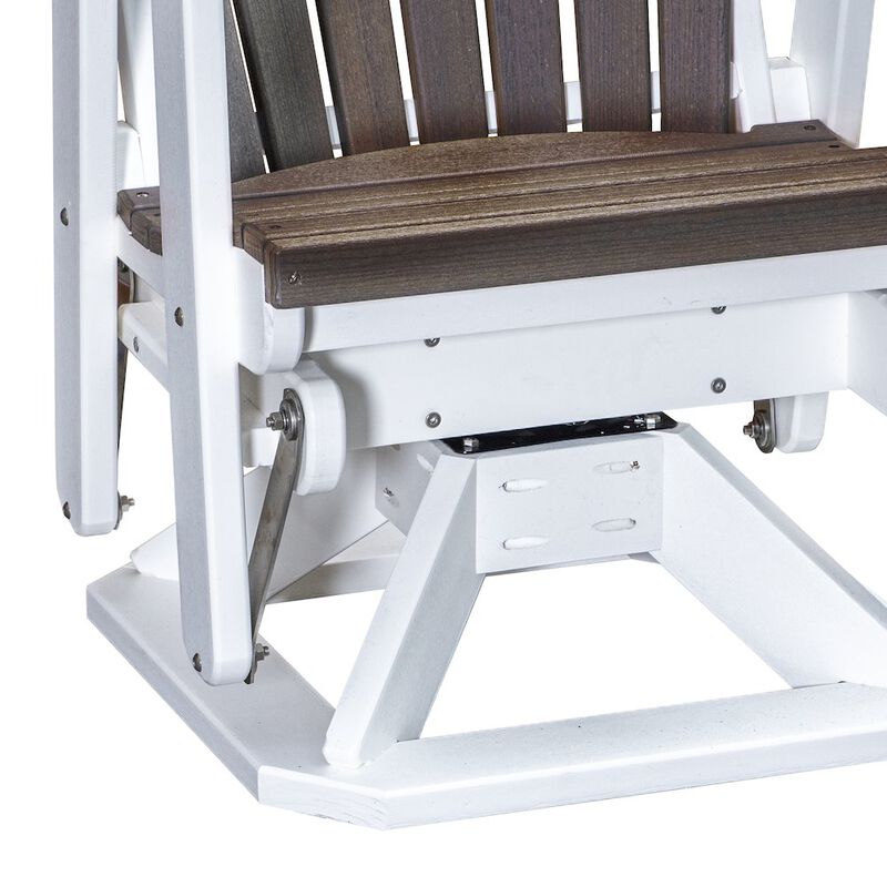 American Furniture Classics Fan Back Swivel Glider in Brazilian Walnut on a White Base