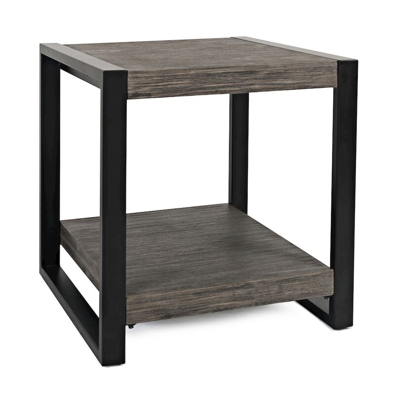 Jofran Pinnacle Modern Loft Iron and Wood Grey End Table