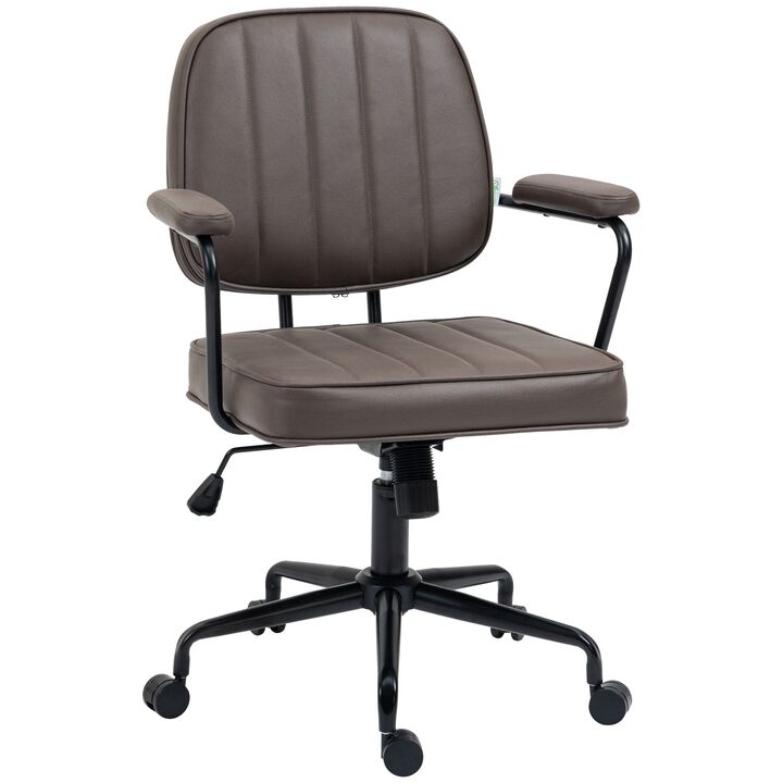 Light Brown Task Chair: Microfiber Office Chair with 360° Swivel