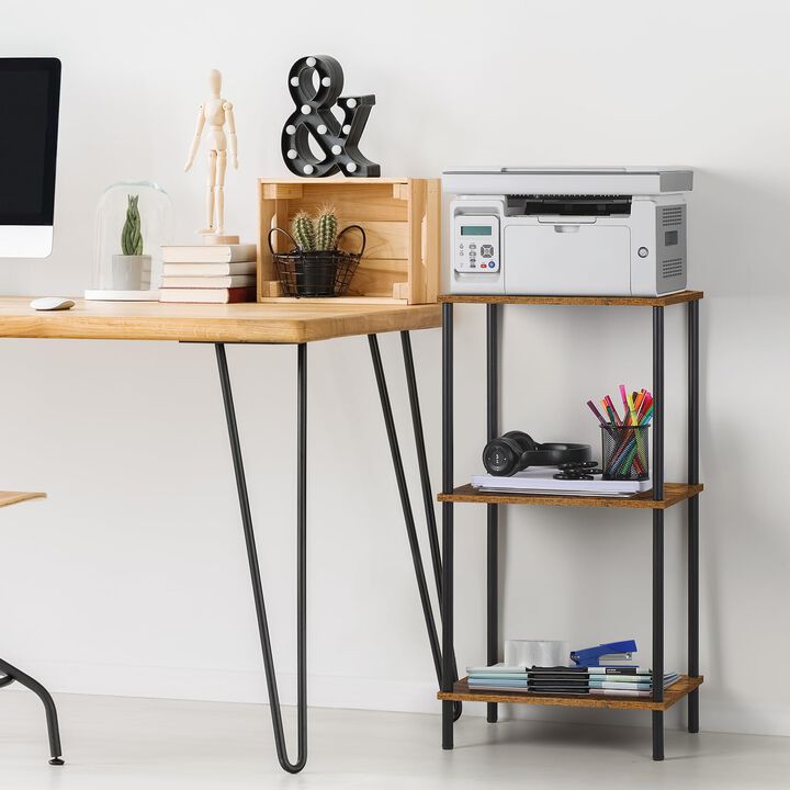 ETELI Tall Side Table 3 Tier Small End Table Stand 31.6"" Height Telephone Table Industrial Entryway Table Night Stand with Meta