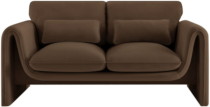 Meridian Furniture Sloan Brown Velvet Fabric Loveseat image number 3