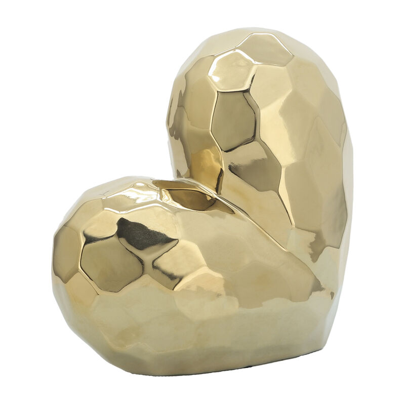 Gold Ceramic Heart Sculpture