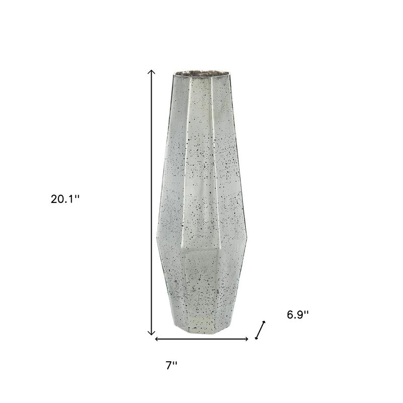 HomeRoots 20" Antiqued Silver Glass Cylinder Table Vase image number 6