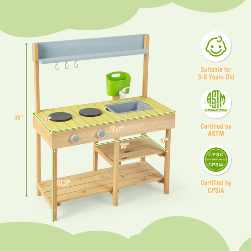 Hivvago Backyard Pretend Play Toy Kitchen with Stove Top