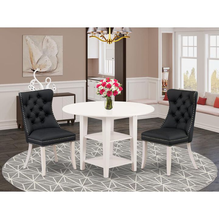 East West Furniture 3 Piece Dining Table Set Consists of a Round Kitchen Table