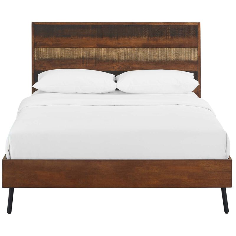 Modway - Arwen Queen Rustic Wood Bed Walnut image number 4