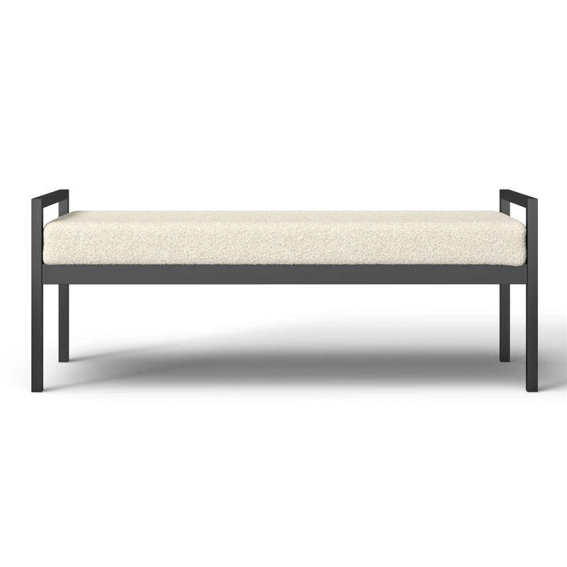 Modern Industrial Bed Bench with Upholstered Cushion Seat