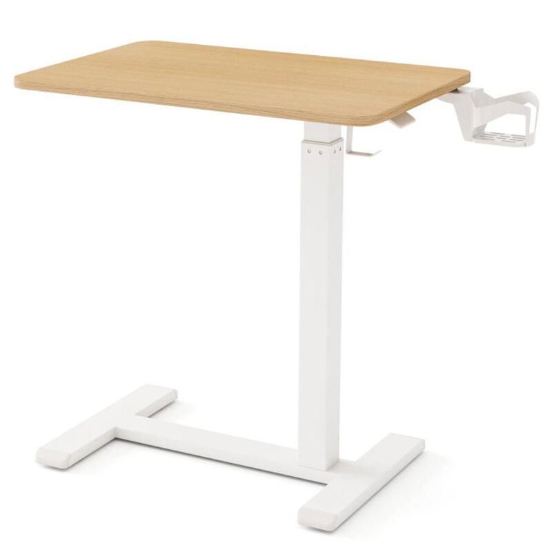 Hivvago Mobile Standing Desk Height Adjustable Overbed Bedside Table with Cup Holder