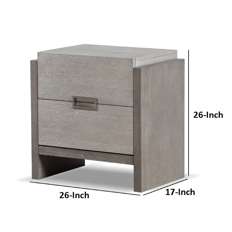 Rizvi Nightstand, 2 Drawers, Dustproof Cases, Gray Solid Wood 26 Inch