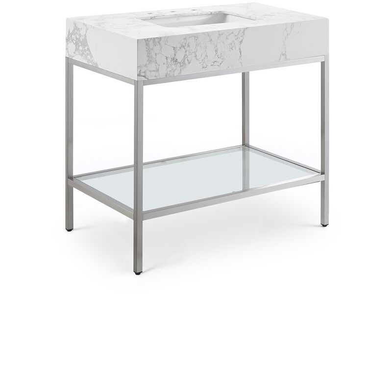 Meridian Furniture Marmo White Engineered Marble Bathroom Vanity