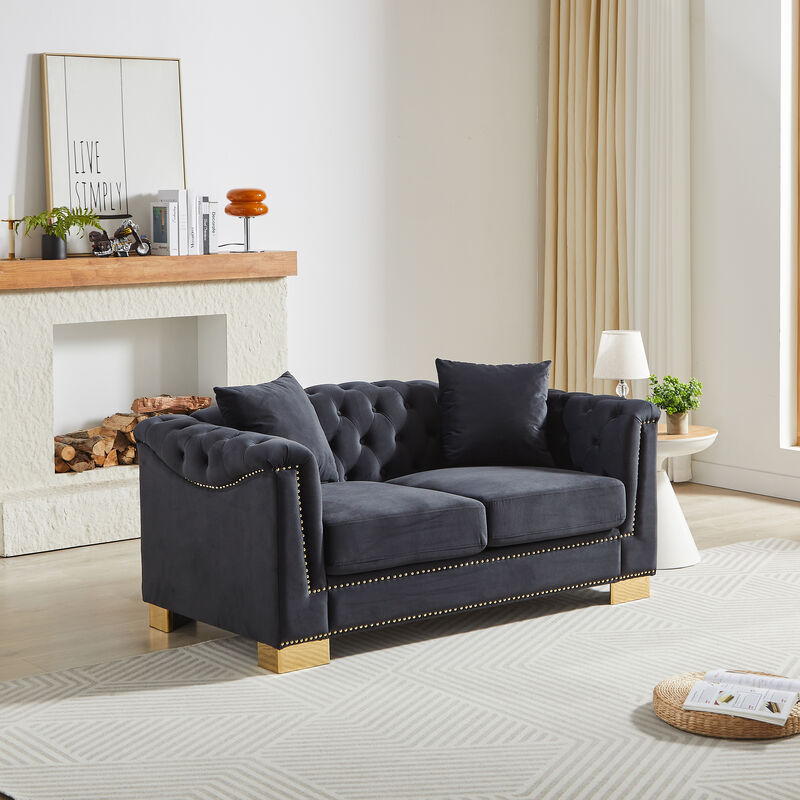 TATEUS Chesterfield Classic Velvet Sofa image number 2