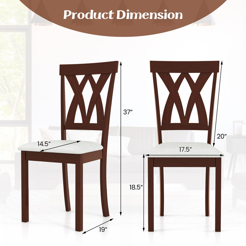 Set of 2 Faux Leather Dining Chairs with Wooden Legs for Home or Kitchen Seating