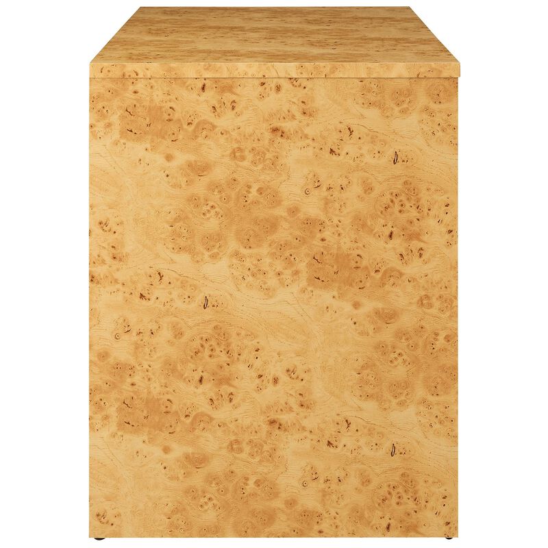 Modway Hudson Burl Wood Desk with Drawers in Natural - Modern Writing Desk - Narrow Home Office Desk - Vanity Table Without Mirror image number 6