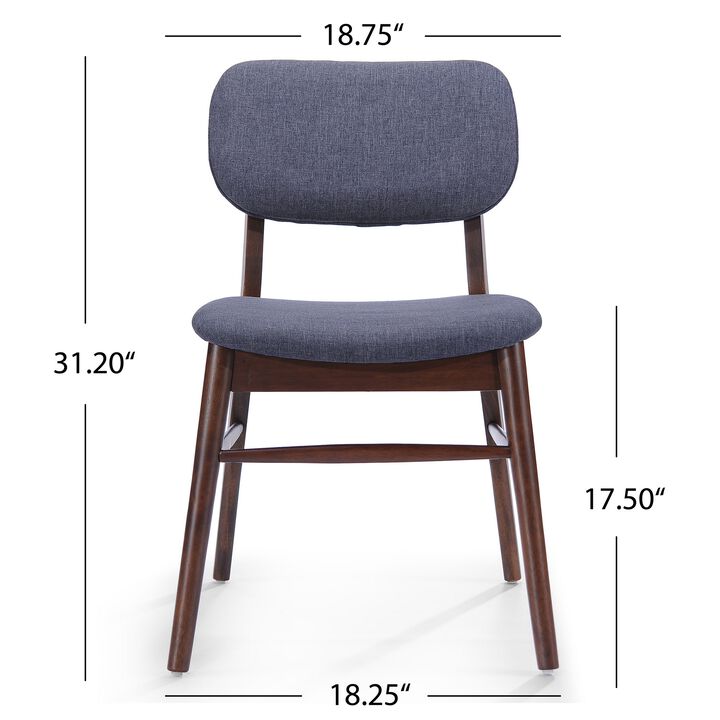 Cota Side Chair Set of 2, Dark Gray Padded Back and Seat, Rich Brown