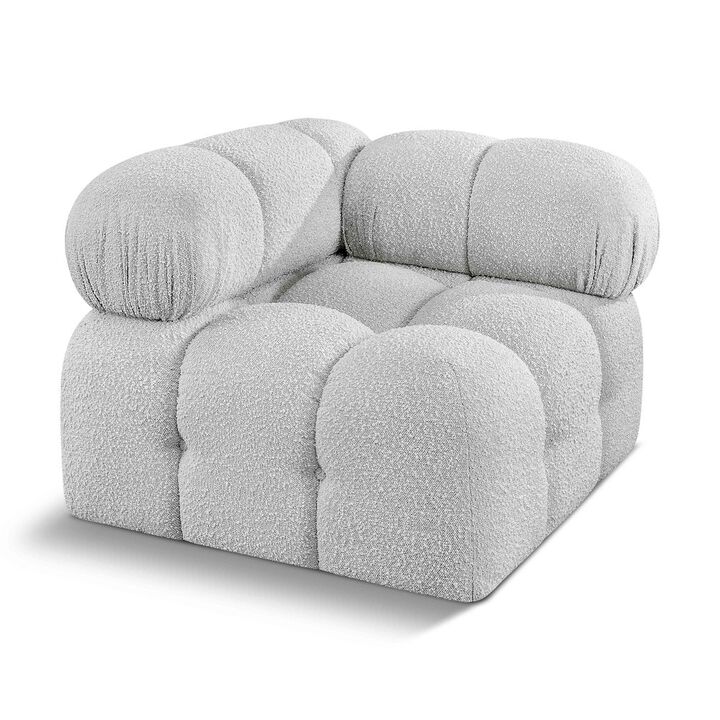 Meridian Furniture Ames Grey Boucle Fabric Corner