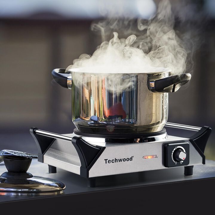 Techwood Hot Plate, Electric Stove for Cooking, 1500 Watts Electric Hot Plate, Temperature Controls, Power Indicator Lights, Easy to Clean