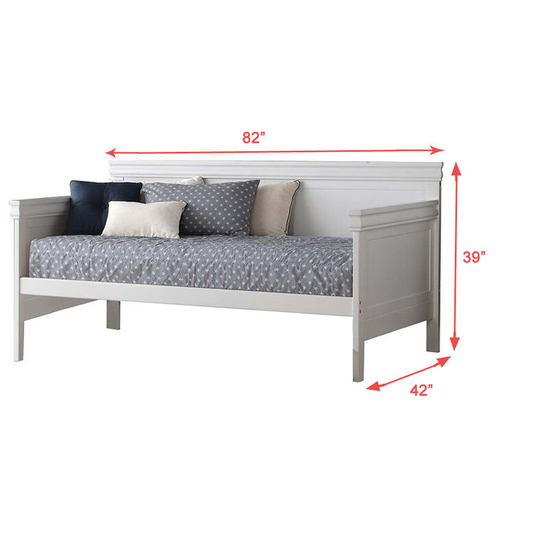 Piya Transitional Wooden Day Bed with Beveled Edges, White image number 4