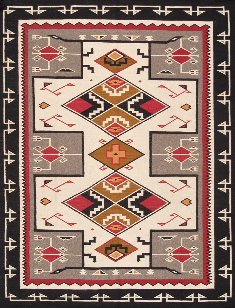 Pasargad Home Tuscany Geometric 100% Wool Ivory/Multi Area Rug- 8' 0'' X 9' 9'' image number 0