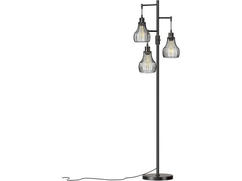 Dimmable Farmhouse Industrial Floor Lamp with 3 800 Lumen LED Bulbs