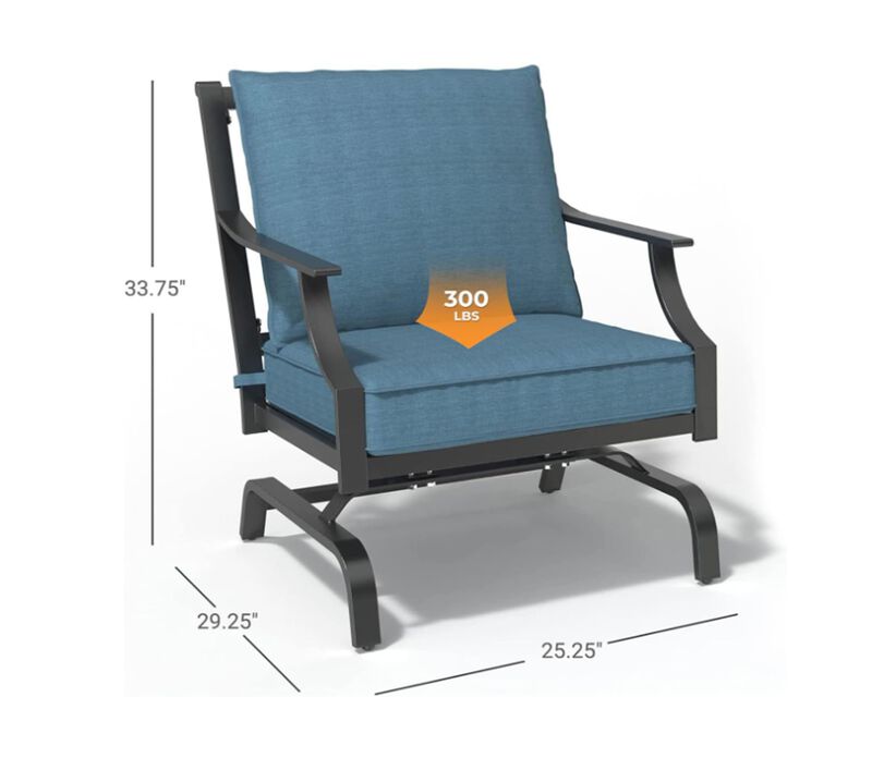 Mondawe 2-Piece Patio Rocking Chair Set, W/ Coated Steel Frame And Cushions Fixed Rocking Chairs image number 4