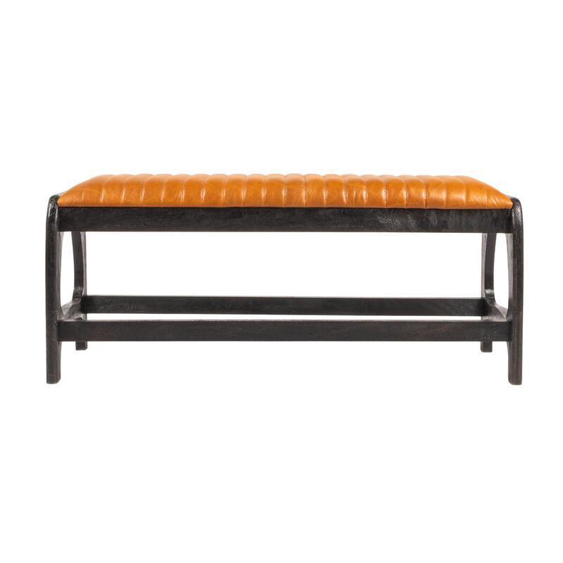 Mango Wood Arch Bench with Boucle Seat image number 3