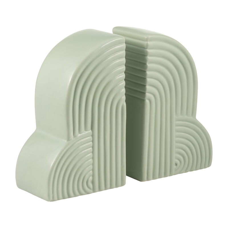 Cer, S/2 13x10" Arches Bookends, Cucumber image number 1