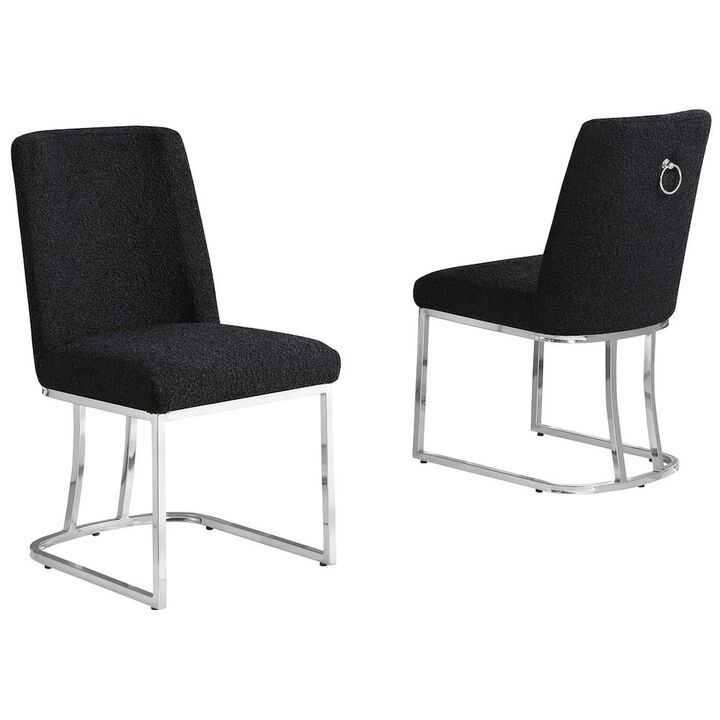 Best Quality Furniture Black With Silver Chrome Base Side Chairs, Set Of 2