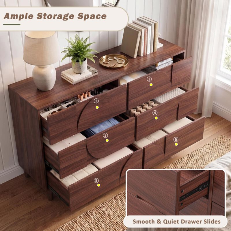 Crorn Mid Century 6-Drawer Dresser image number 6