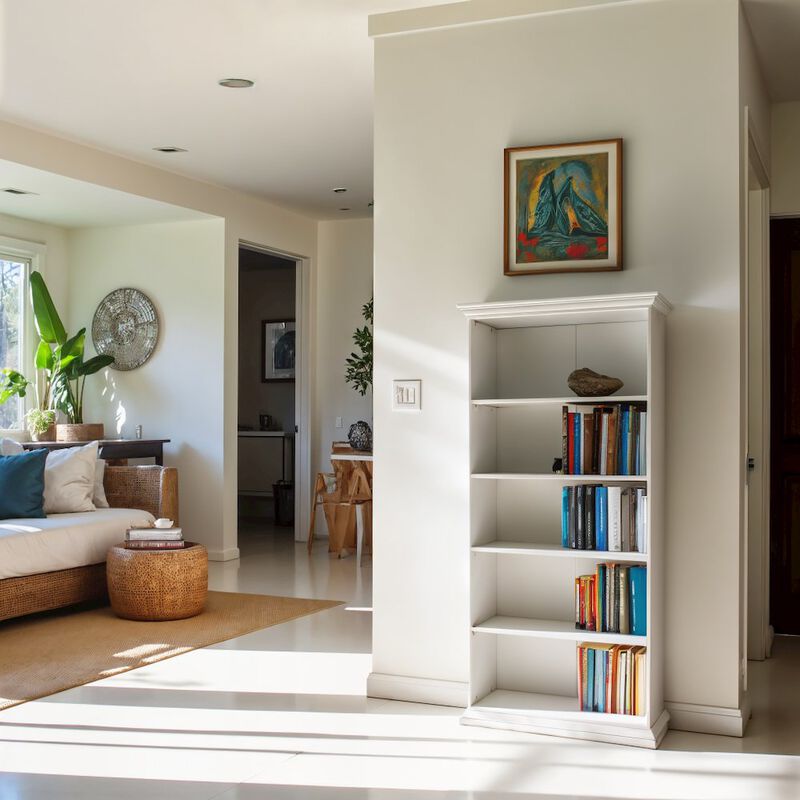 FurniFact White 5 Shelf Bookcase - Elegant Tall Bookshelf for Home and Office Use