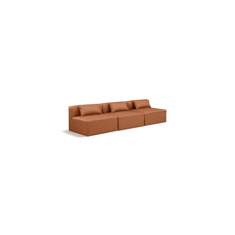 Meridian Furniture Cube Cognac Vegan Leather Modular Sofa