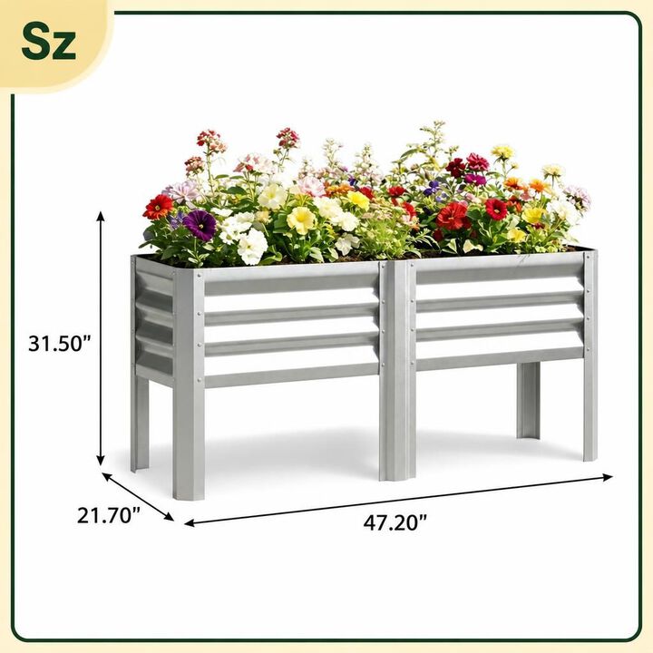 WOW PIONEER Elevated Outdoor Raised Garden Bed Planter Box with Bottom Storage Shelf for Growing Vegetables, Flowers and Herbs