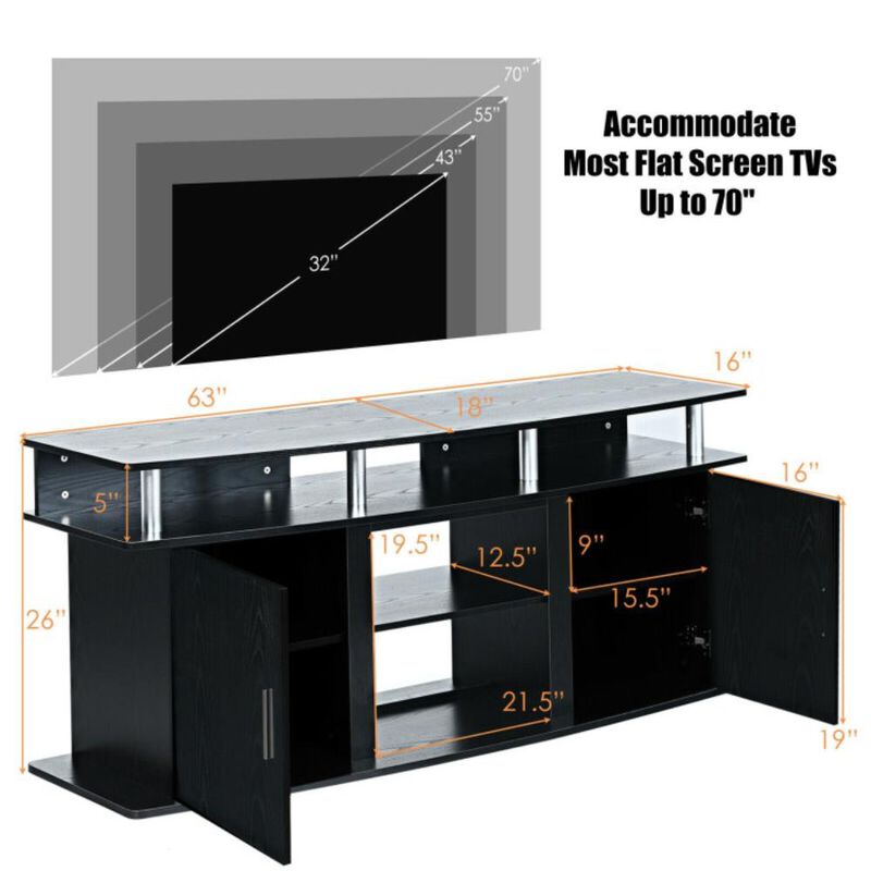 Hivvago 63 Inch TV Entertainment Console Center with 2 Cabinets