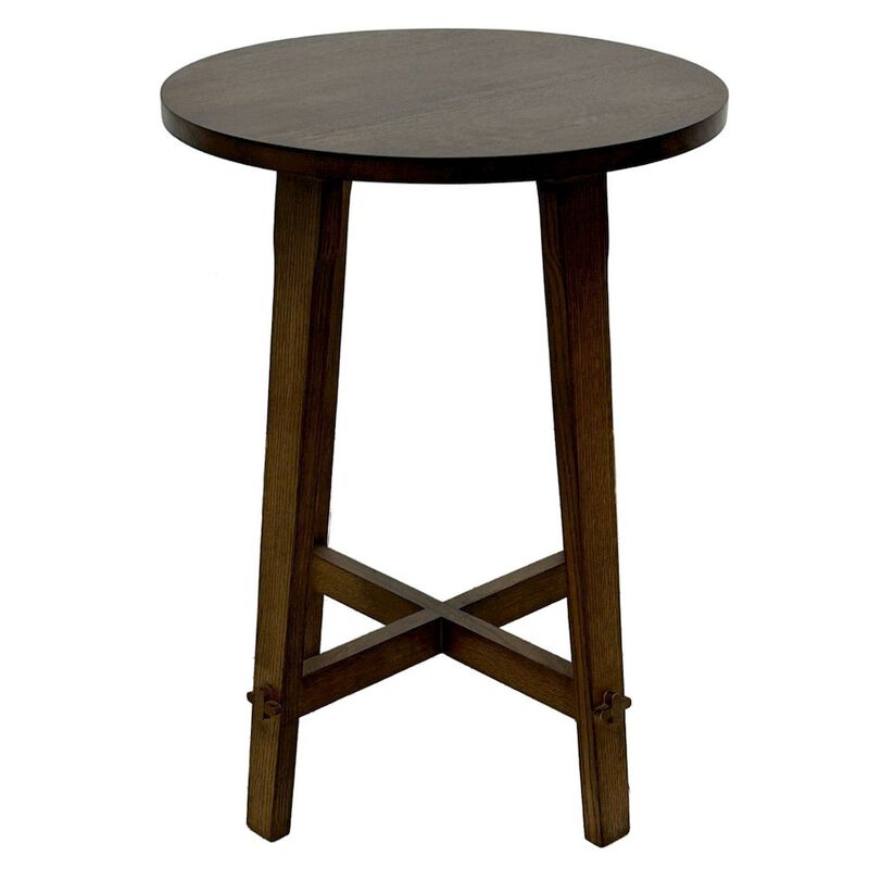 Crafters and Weavers Arts and Crafts / Mission Style Oak Round End Table - Walnut