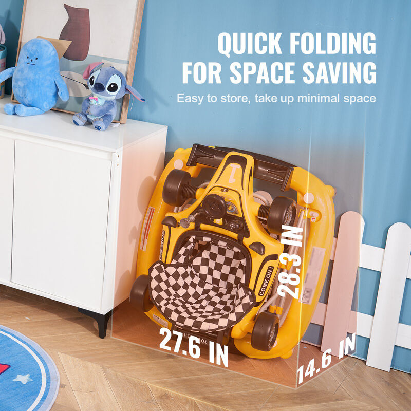 4-in-1 Foldable Baby Walker Activity Center with Wheels Adjustable Height and Toys